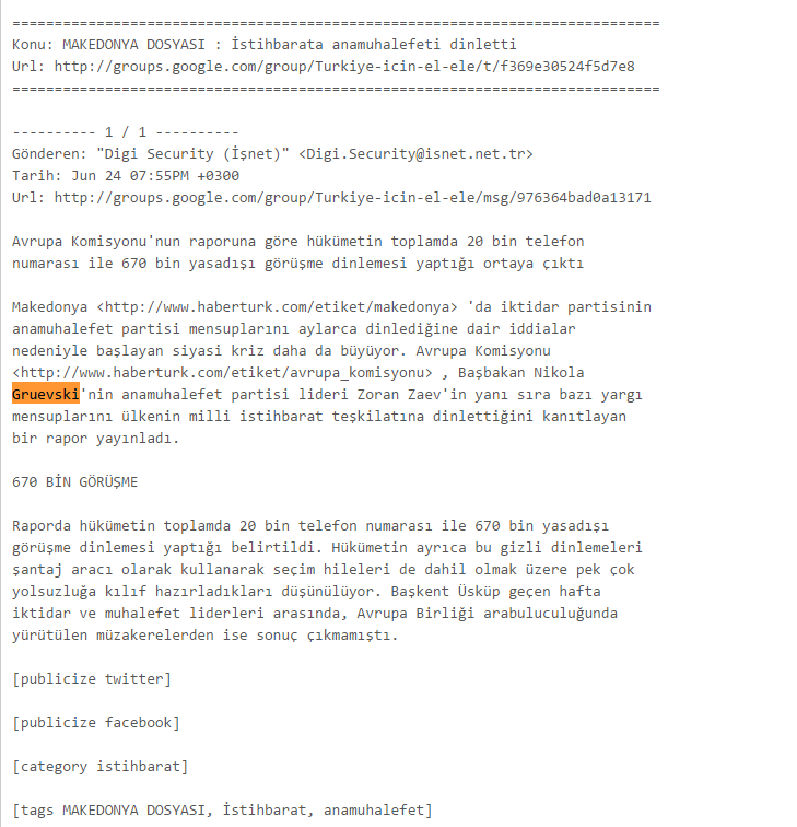 WikiLeaks Search the AKP email database