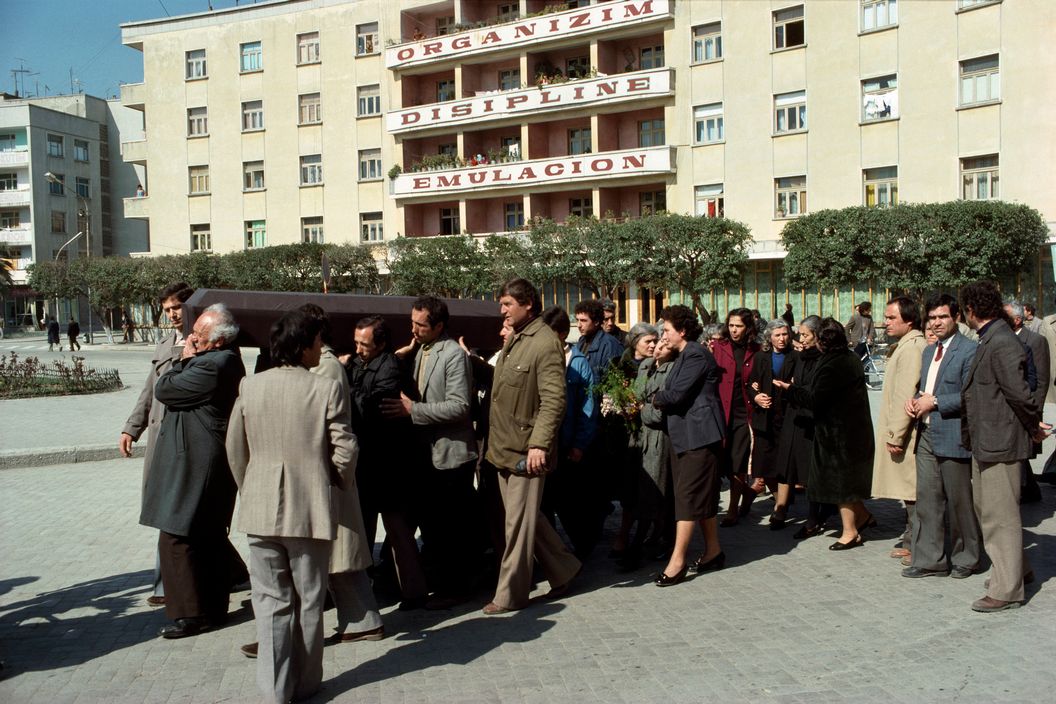 ALBANIA. Fier. A funeral led by a community leader who knew the bereaved. 1990.