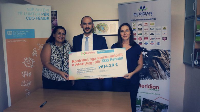 Konsumatorët e Meridian Express dhurojnë 2614.28 Euro për SOS Fshatin