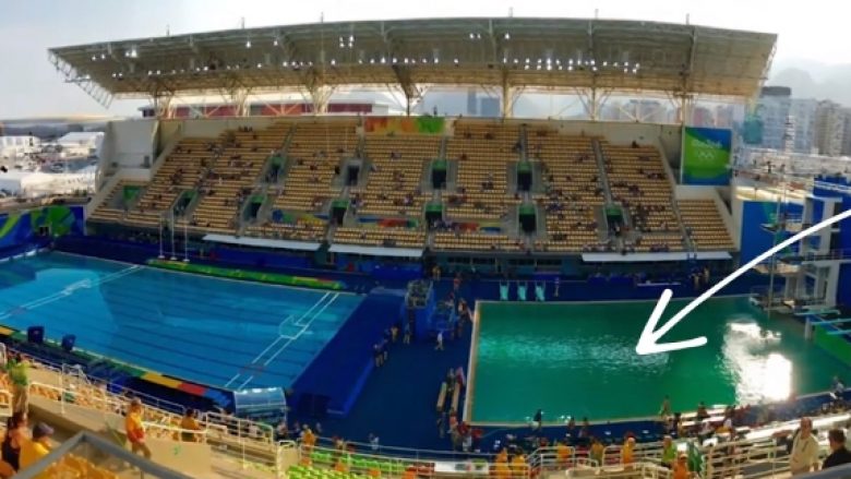 Zbulohet arsyeja pse uji në pishinën Olimpike u bë i gjelbër  (Foto/Video)
