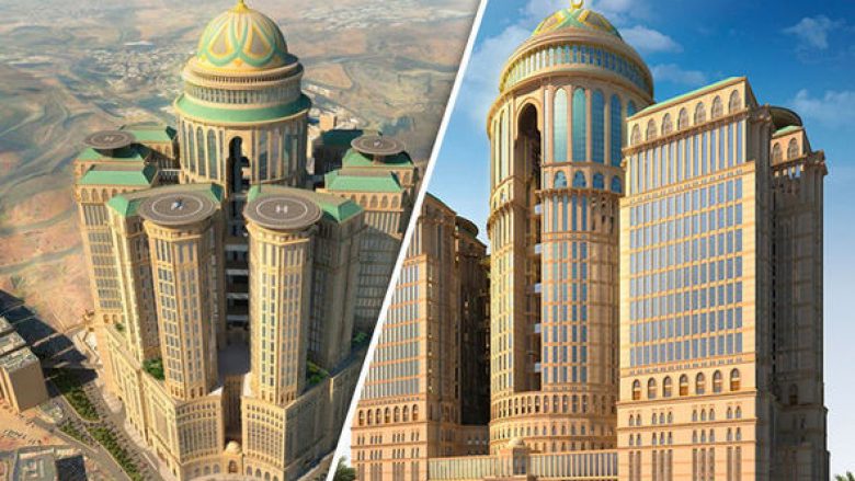 10,000 dhoma, 70 restorante dhe katër “pista” helikopteri: Në Mekë po ndërtohet hoteli më i madh në botë (Foto/Video)