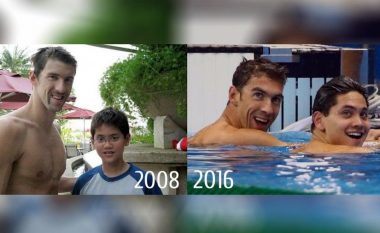 Kur ëndërrat bëhen realitet: Schooling mund idhullin e tij Phelps (Video)
