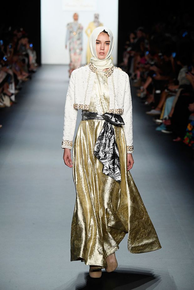 NEW YORK, NY - SEPTEMBER 12: A model walks the runway at the Anniesa Hasibuan during New York Fashion Week: The Shows at The Dock, Skylight at Moynihan Station on September 12, 2016 in New York City. (Photo by Frazer Harrison/Getty Images for New York Fashion Week: The Shows)