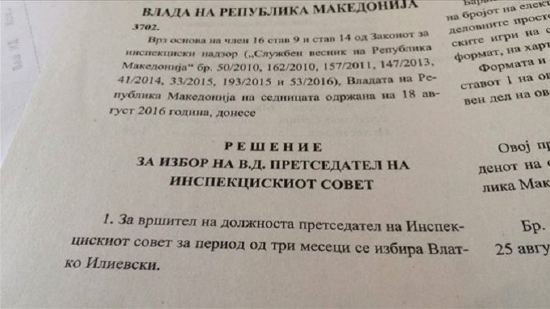 Burri i Jankullovskës është emëruar ushtrues detyre si kryetar në Këshillin për inspektim