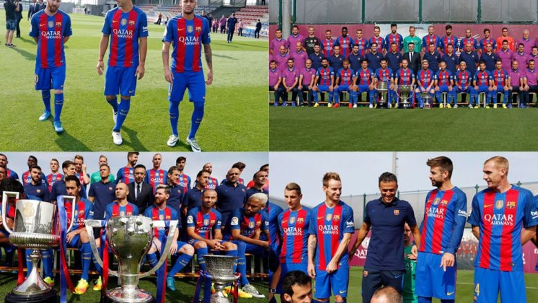 Barcelona bën foton e skuadrës me punonjësit e klubit