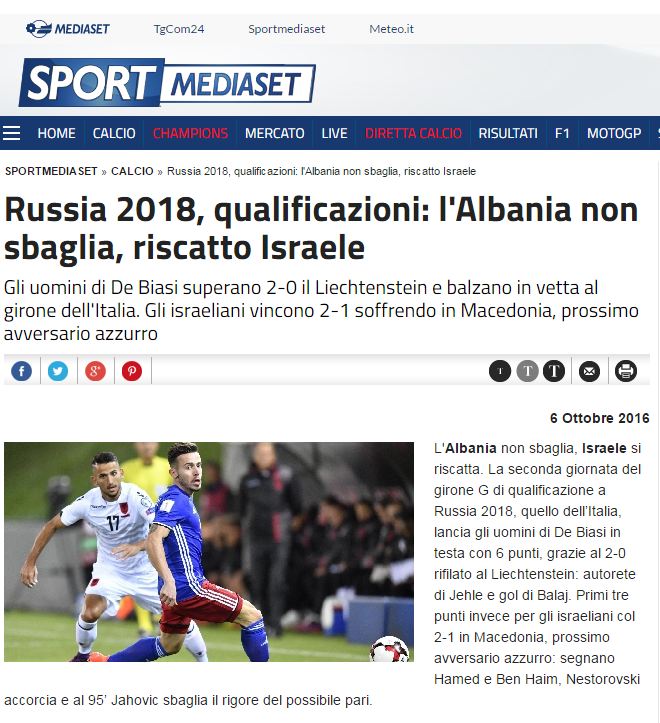E përditshmja italiane 'Sportmediaset'  