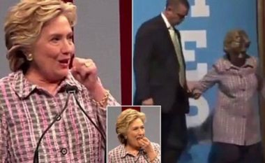 Hillary Clinton pi ilaçin gjatë fjalimit (Video)