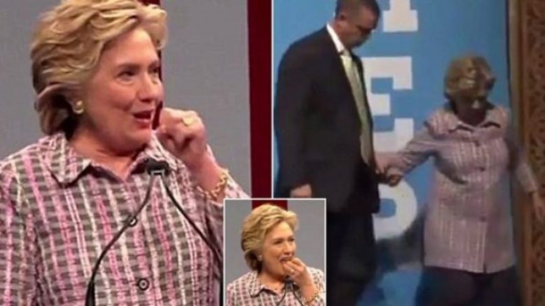 Hillary Clinton pi ilaçin gjatë fjalimit (Video)