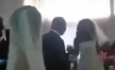 Si në telenovela: Shikoni si reagon dhëndri, kur në ceremoninë martesore i vjen e “dashura” (Foto/Video)