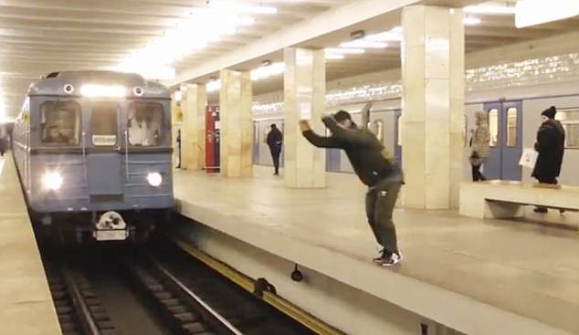 Moscow subway death stunt