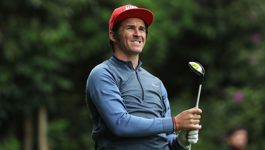 VIRGINIA WATER, ENGLAND - MAY 25: Footballer Joey Barton looks on during the Pro-Am prior to the BMW PGA Championship at Wentworth on May 25, 2016 in Virginia Water, England. (Photo by David Cannon/Getty Images)