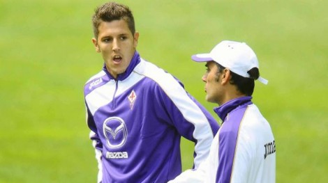 Stevan Jovetic dhe Vincenzo Montella gjatë kohës sa ishin pjesë e Fiorentinës