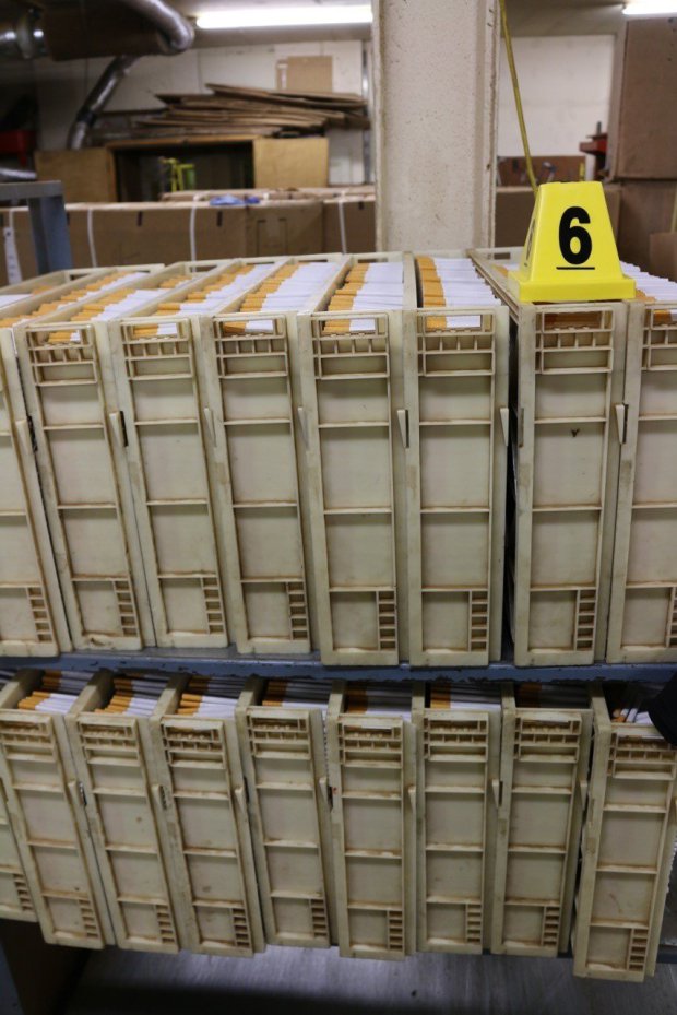 Undated handout photo issued by HM Revenue & Customs of fraudulent cigarettes in a factory in Birmingham which has been shut down and 10 men arrested. PRESS ASSOCIATION Photo. Issue date: Monday November 14, 2016. Customs officials who led the raid on the plant, which is thought to be capable of churning out 35 million dodgy cigarettes a month, found it kitted out with machinery able to produce and package cigarettes on an industrial scale. See PA story POLICE Cigarettes. Photo credit should read: HMRC/PA Wire NOTE TO EDITORS: This handout photo may only be used in for editorial reporting purposes for the contemporaneous illustration of events, things or the people in the image or facts mentioned in the caption. Reuse of the picture may require further permission from the copyright holder.