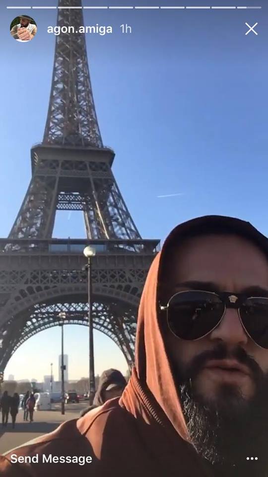 Agon Amiga në Paris. Foto nga Instagram Story.