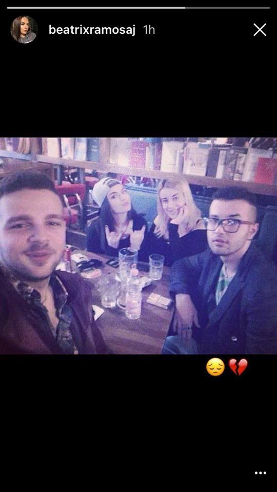 Alban Ramosaj, Beatrix, Ergi dhe Barbaan Dini. Foto nga Instagram Story.