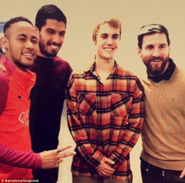 Neymar, Luis Suarez, Justin Biber dhe Lionel Messi
