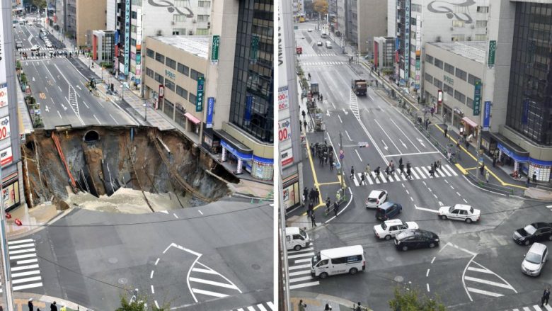 Këtë e bëjnë japonezët: Gropa gjigante riparohet brenda javës (Foto/Video)