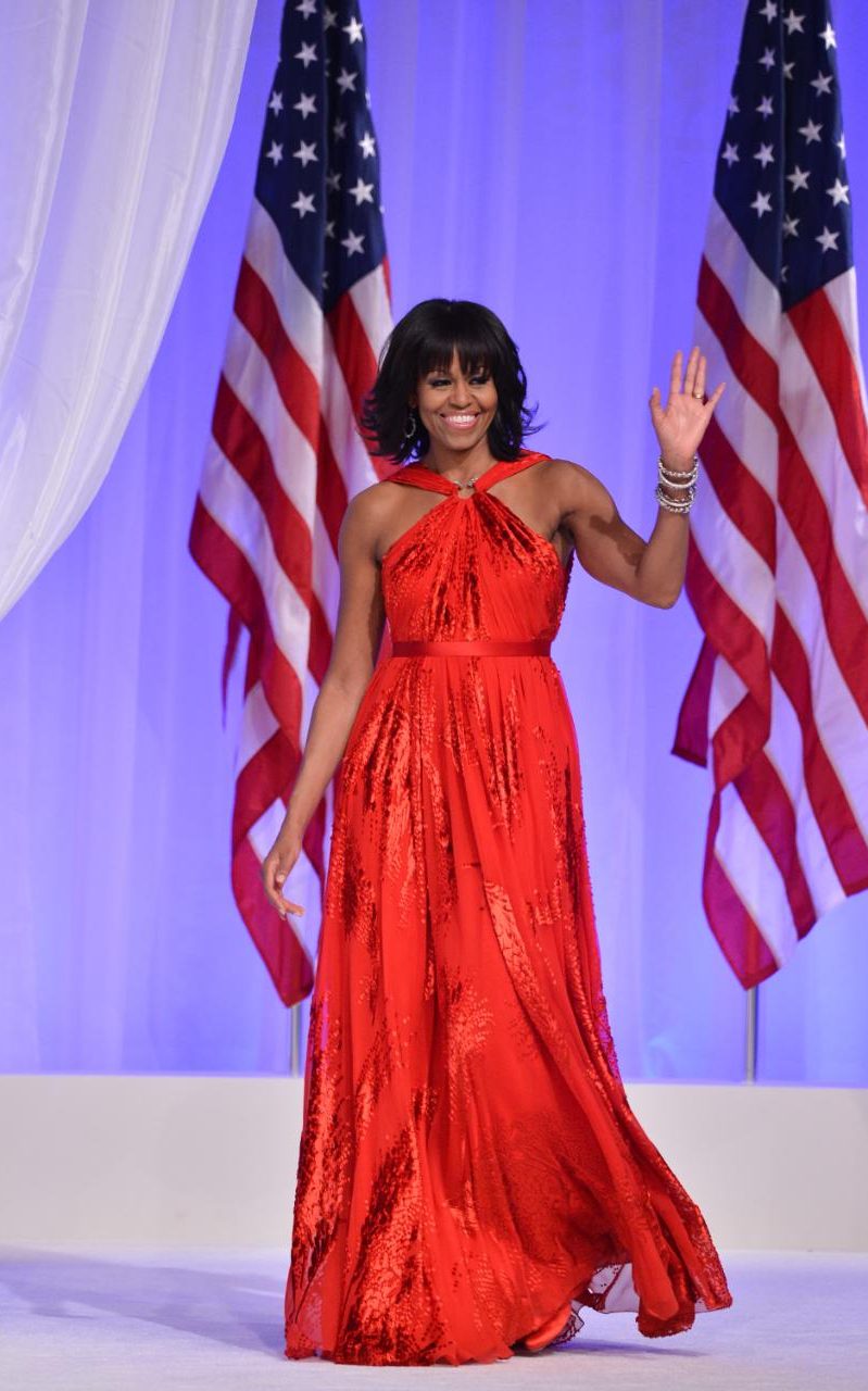 Michelle Obama me një fustan të Jason Lu në Washington në vitin 2013.