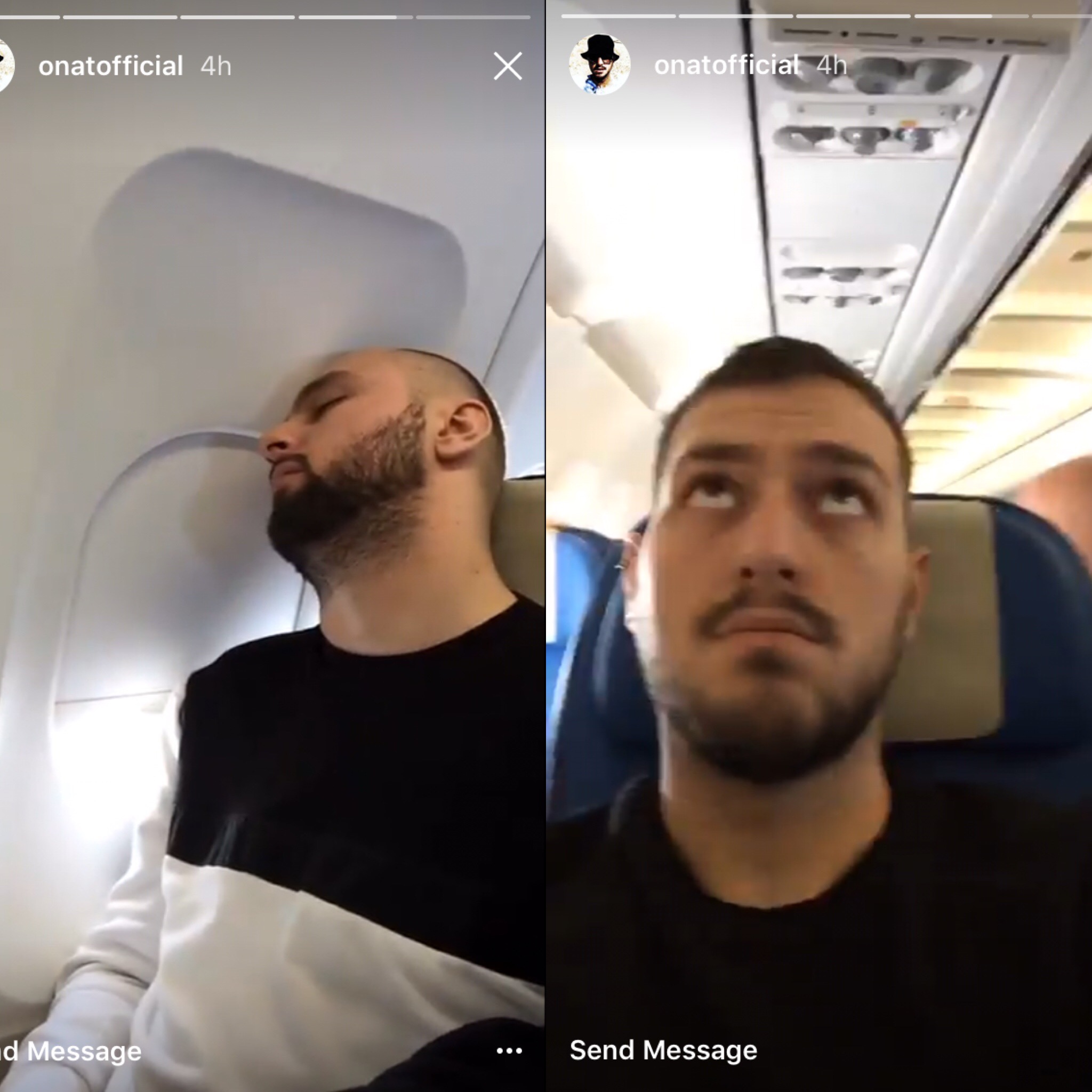Onati incizon mikun e tij Majk në avion, teksa ai drenitë. Foto nga Instagram Story.