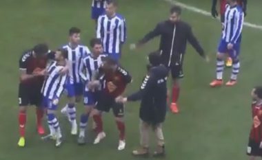 Përleshje mes futbollistëve shqiptarë dhe atyre maqedonas në ndeshjen ndërmjet Vardarit dhe Renovës (Video)