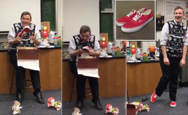 Nxënësit i bënë dhuratë një palë atlete, shikoni reagimin e mësuesit (Video)