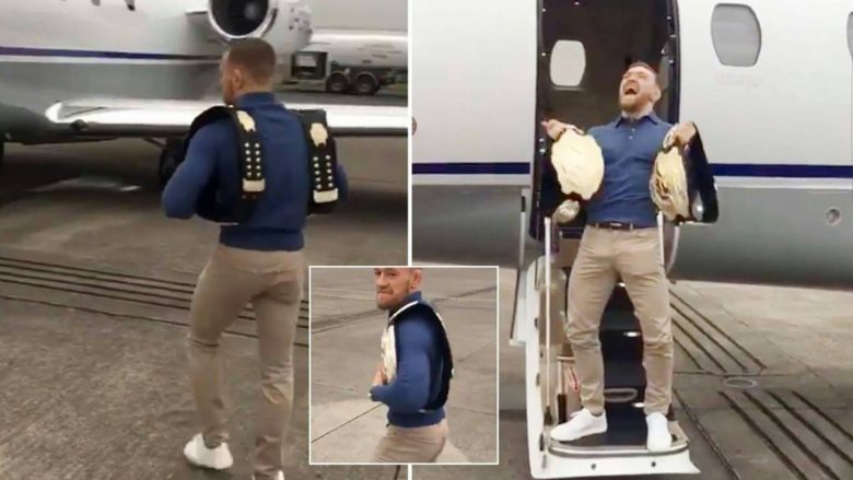 McGregor tallet me UFC-në teksa futej në aeroplanin privat, ka edhe një mesazh për të gjithë ata që dëshirojnë t’ia marrin titullin (Video)