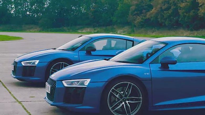 Audi R8 V10 garon me V10 Plus, për të parë dallimin që bëjnë 69 kuajfuqi (Video)