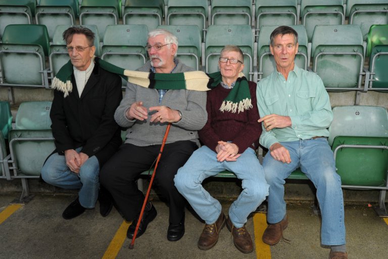 Left to right Derek Morris, Ronnie Webster (nee Morris), Keith Morris and Dave Morris at Plymouth Argyle FC ground where they once played in a band whilst they were at the orphanage. Four brothers who were separated after being sent to orphanages as young boys have been reunited - after 60 years apart. See SWNS story SWBROTHERS; The four Morris brothers ñ Dave, 68, Ronnie, 65, Keith, 60, and Derek, 67, ñ met up with each other for the first time since they were young children during an emotional reunion. They had travelled from far and wide to be there for the special moment at the home of Plymouth Argyle football club - which they'd waited most of their lives to experience. The brothers had lived at the British Seamen's Orphanage home together before being split up with different foster families. They recall their father being away at sea a lot with the Merchant Navy leaving their mother alone struggling to bring up six children.