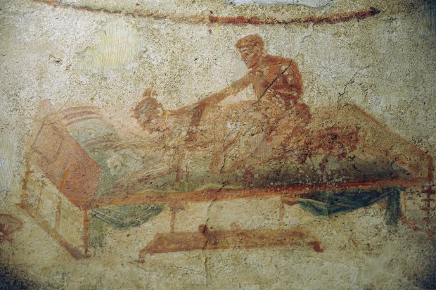 Fifty shades of Pompeii Erotic scene fresco from a brothel of Pompeii.