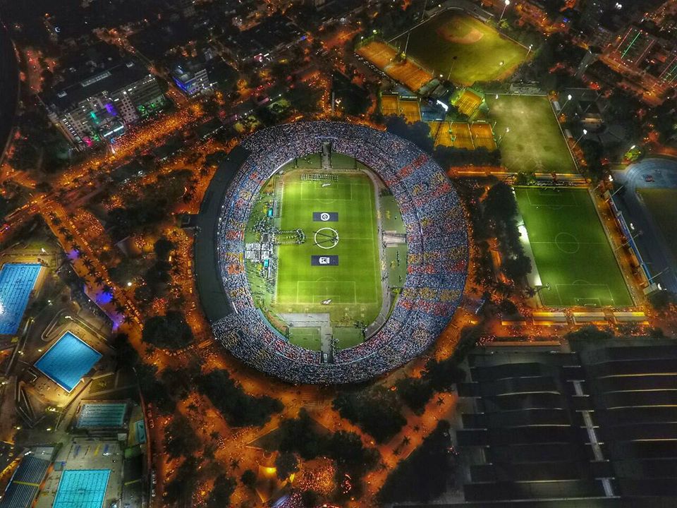 Pamje nga perspektiva e zogut nga stadiumi i Atletico Nacionalit. Madhështore! 