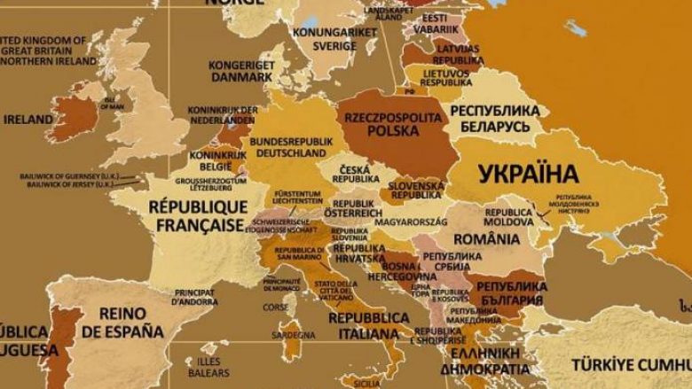 Kështu duket harta e botës me emrat e vendeve në gjuhën origjinale (Foto)