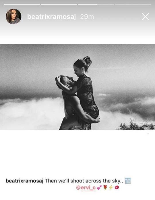 Beatrix Ramosaj në 'qiellin e shtatë' me të dashurin. Foto nga Instagram Story.