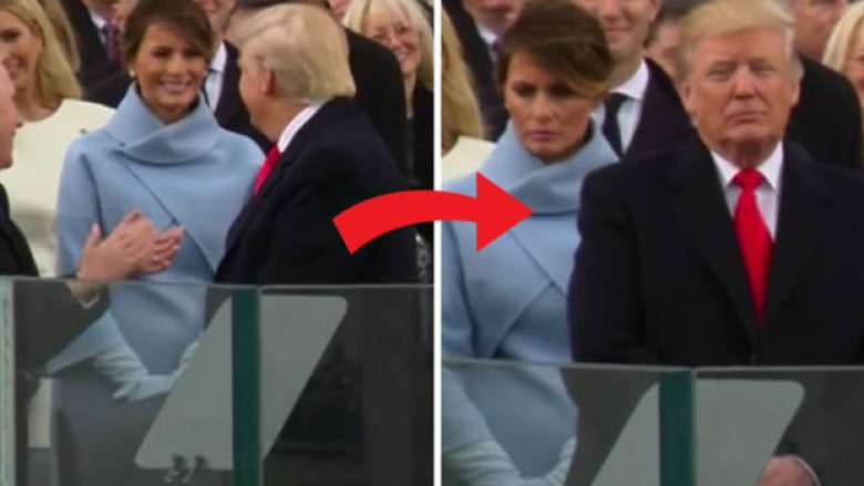 Melanias i humb buzëqeshja pasi e shikon burri i saj – çfarë mund t’i ketë thënë Trump në atë moment? (Video)