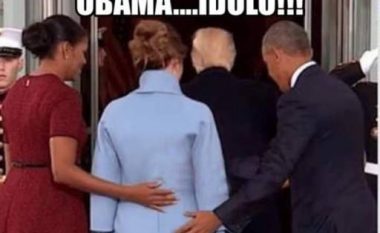 “Obama preku të pasmet e Melania Trump” – fotografia e përfolur me të madhe në internet! (Foto/Video)