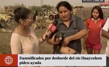 Gruaja i jep gji derrit gjatë transmetimit live (Foto/Video, +16)