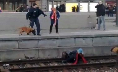 Gruaja sulmohet nga qeni agresiv i policisë, dhe përfundon me këmbë të thyer në binarët e trenit (Foto/Video, +16)