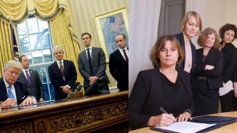 Zëvendëskryeministrja suedeze tallet me Trumpin (Foto)