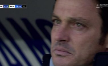Trajnerit të Pescaras i mbushen sytë me lot teksa shikon skuadrën duke u mposhtur 5-0 nga Torino, konsideron dorëheqjen (Foto)