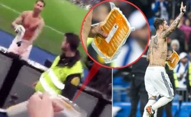 Tifozi ia kërkoi fanellën Ramosit, spanjolli ia mori qesen me mish derri (Foto/Video)