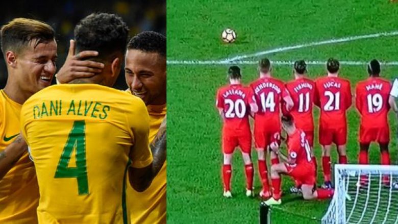 Duket se Coutinho e kopjoi nga Brazili metodën interesante për t’ia mohuar golin Eriksenit nga gjuajta e lirë (Foto)