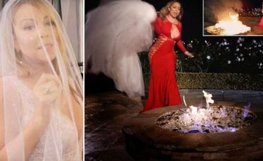 “Çmendet” Mariah Carey, djeg fustanin 250 mijë dollarësh të martesës në klipin e ri (Foto)
