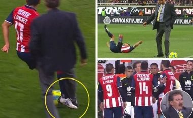 Trajneri merr situatën në dorë, futet në fushë dhe e ndal lojtarin kundërshtar (Foto/Video)