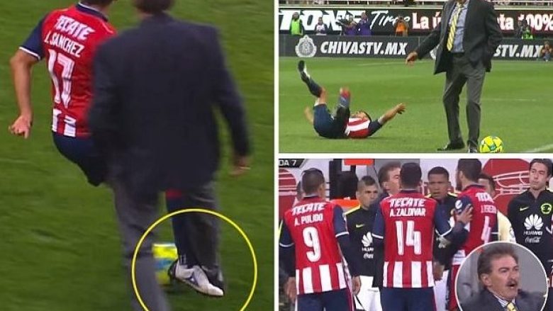 Trajneri merr situatën në dorë, futet në fushë dhe e ndal lojtarin kundërshtar (Foto/Video)