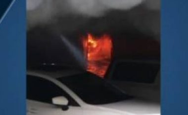 Zjarr në parkingun e Disneyland, digjen 8 automjete, 4 punonjës në spital (Video)