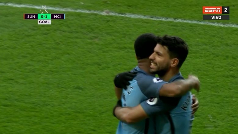 Aguero kalon Cityn në epërsi ndaj Sunderlandit (Video)