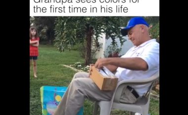 Shikoni reagimin e gjyshit i cili për herë të parë në jetë sheh me ngjyra (Video)