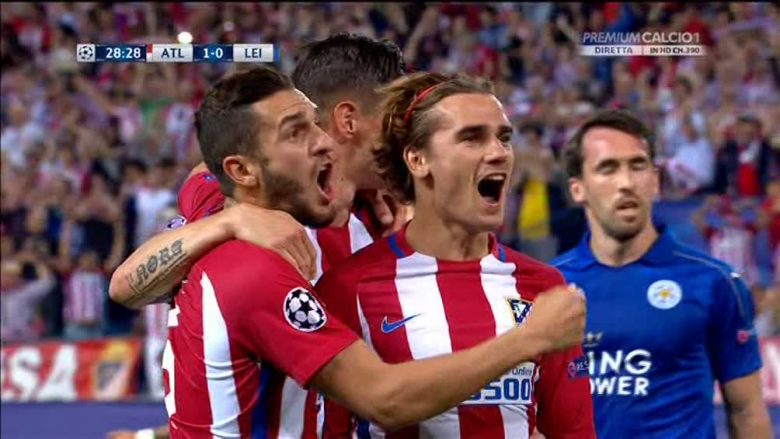 Griezmann shënon nga pika e bardhë për epërsinë e Atleticos kundër Leicesterit (Video)