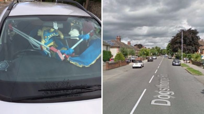 Ndalohet shoferja që voziste me kokën e futur në karrige fëmijësh (Foto)