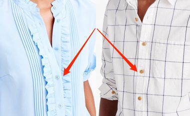 Përse pullat e këmishëve të meshkujve gjenden në anën e kundërt me ato të femrave?