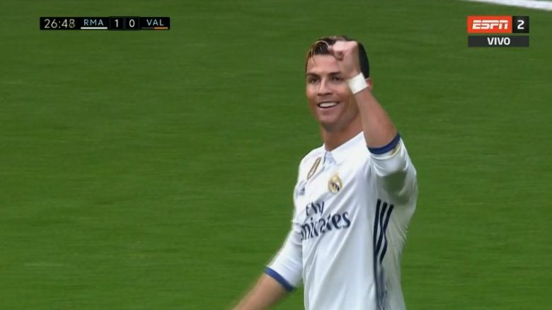 Ronaldo kalon Realin në epërsi ndaj Valencias (Video)